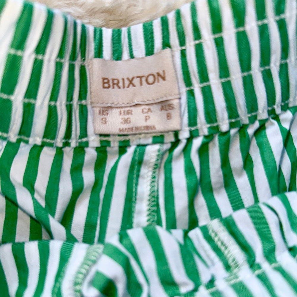 BRIXTON green & white stripe women’s Boxer Short Small - Picture 5 of 9